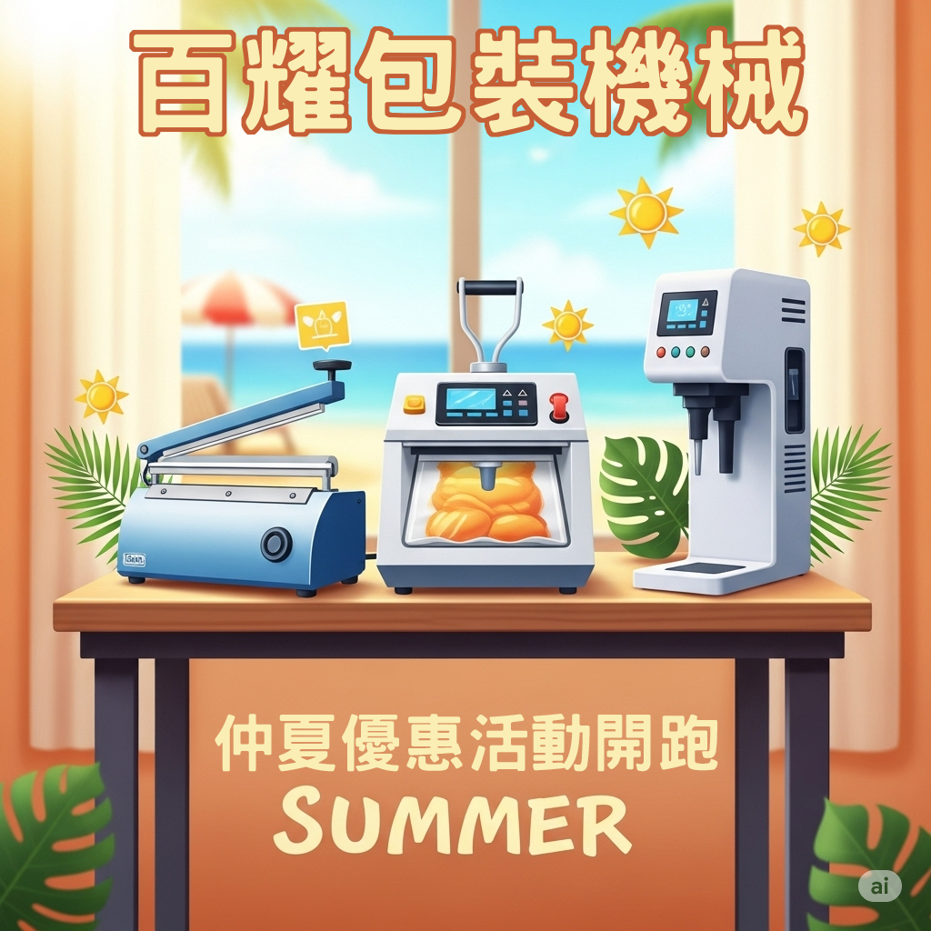 百耀包裝機械仲夏購物節：真空機、封口機全品項優惠，維修耗材通通有！